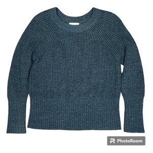 Women's Dark Gray Crew Neck Cable Knit Raglan‎ Sweater- Size M